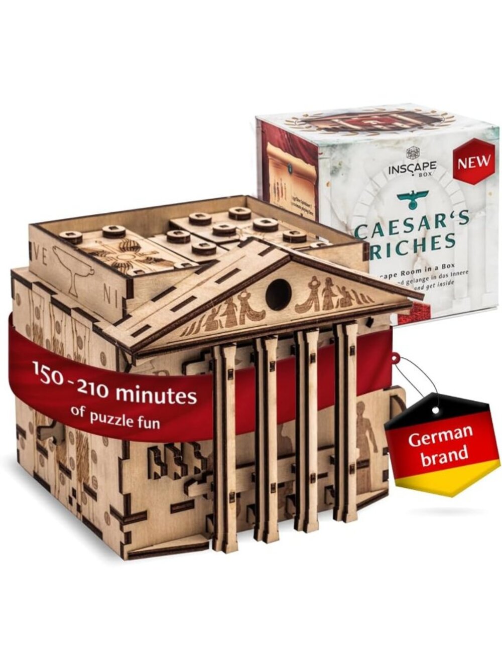 "Wooden Escape Room Puzzle Box - Hidden Compartment Mind Game - Unique Gift for